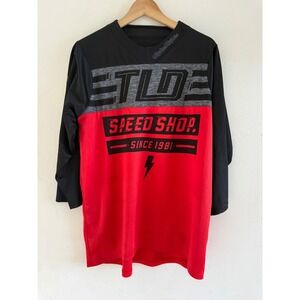 Troy Lee Designs Speed Shop Mens Red Black 3/4 Sleeve MTB Jersey